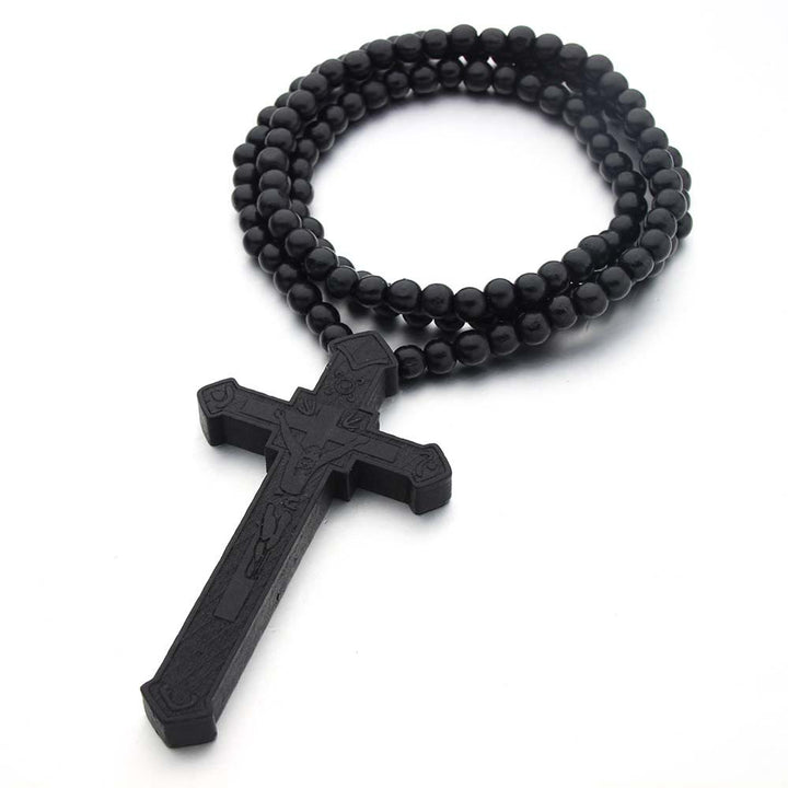 Christianartworkshop Jesus Cross Wooden Necklace - Black - image 4