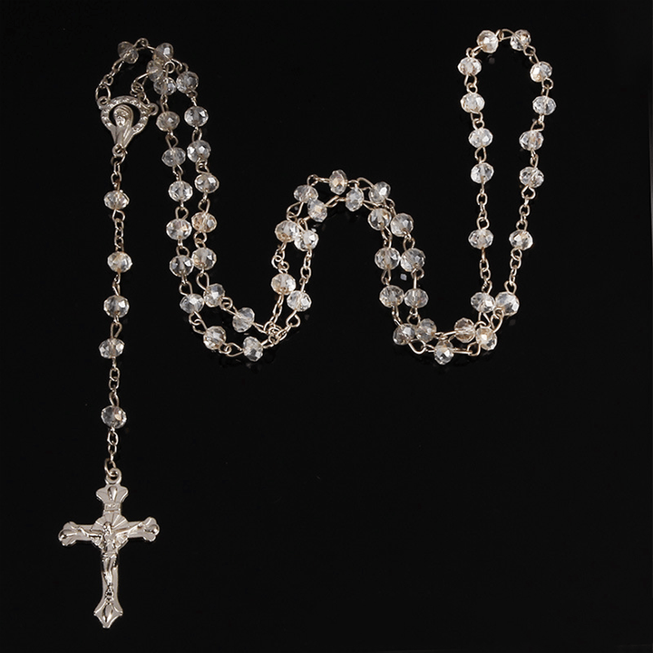 Christianartworkshop Classic Crystal Beads Rosary - White - image 1