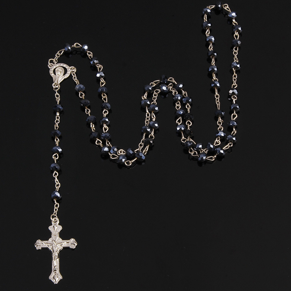 Christianartworkshop Classic Crystal Beads Rosary - Black - image 4