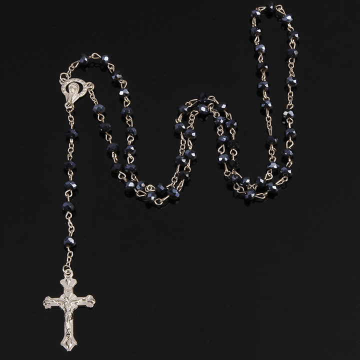 Christianartworkshop Classic Crystal Beads Rosary - Black - image 4