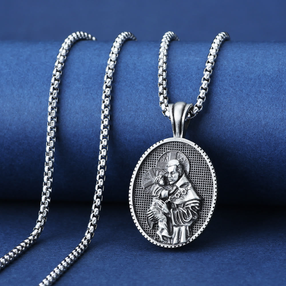 Christianartworkshopthe St. Anthony and the Child Jesus Pendant Necklace - Anthony & Jesus - image 0