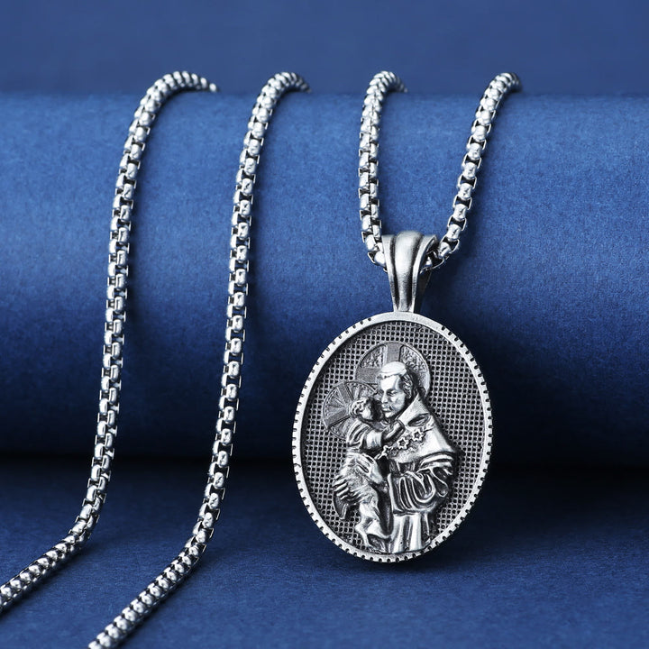 Christianartworkshopthe St. Anthony and the Child Jesus Pendant Necklace - Anthony & Jesus - image 0