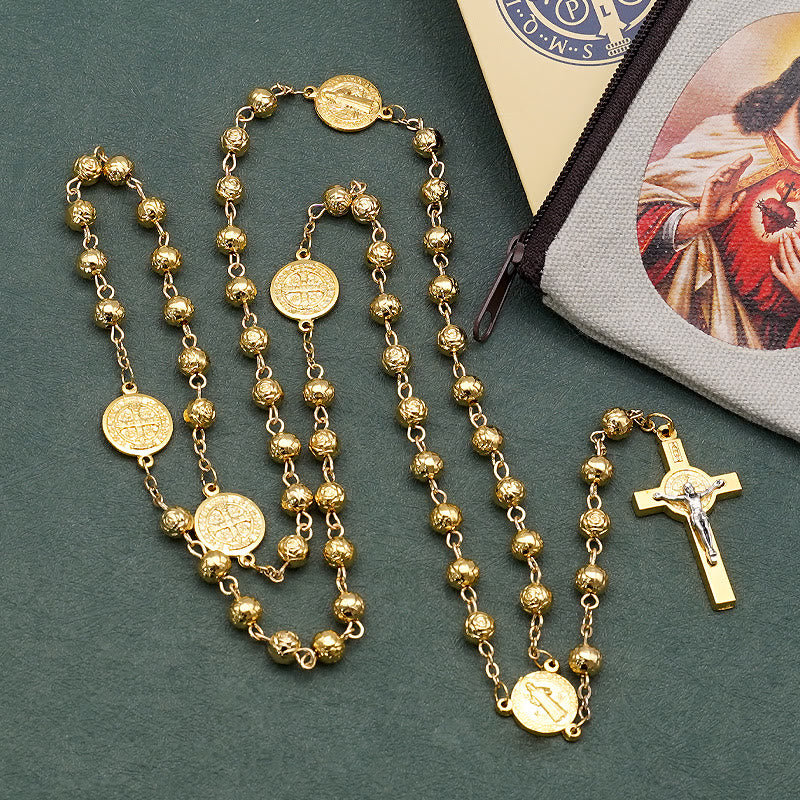 ChristianartworkshopSt. Benedict Golden Classic Rosary - Golden - image 1