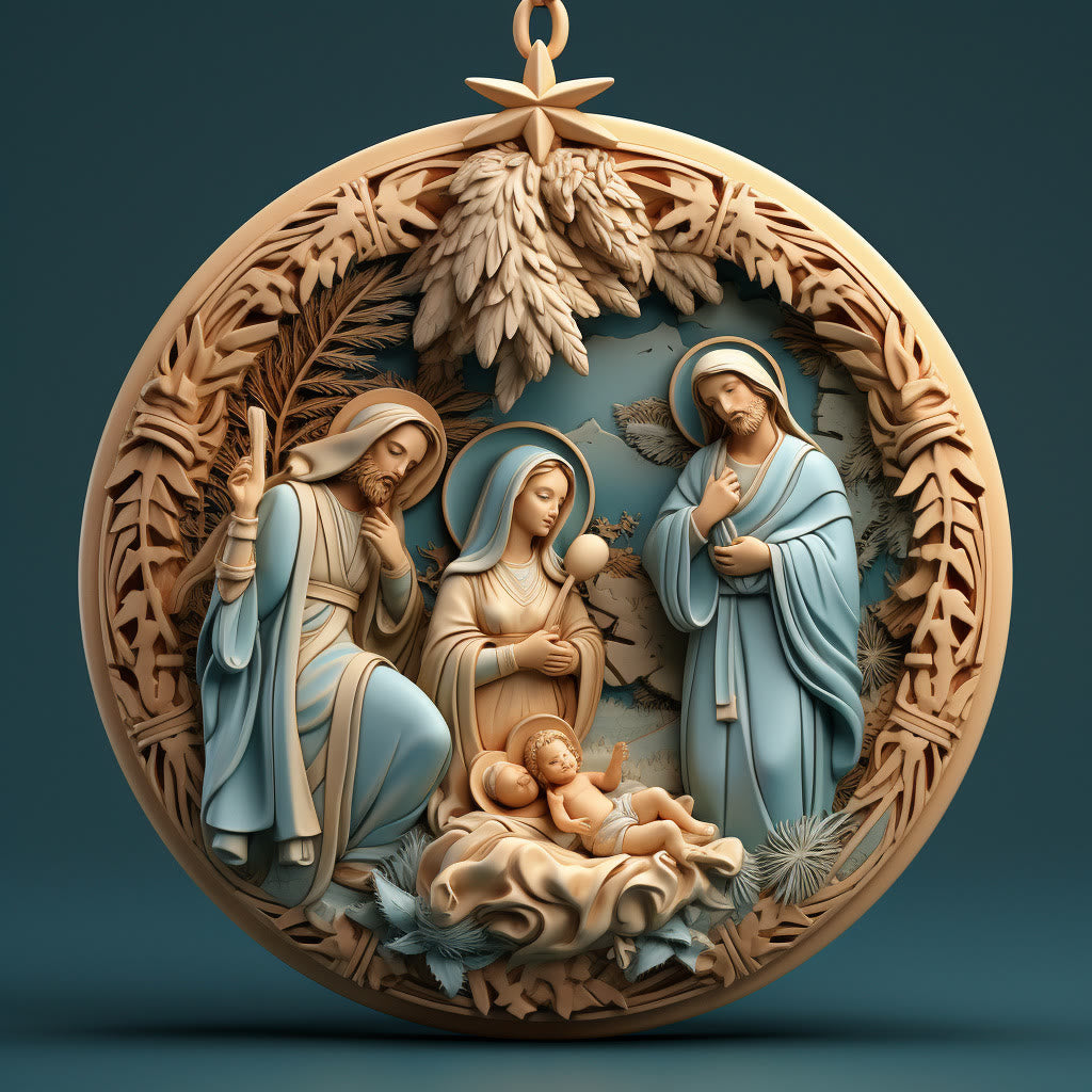 Christianartworkshop Retro Style Nativity Christmas Hanging Ornaments B - image 5