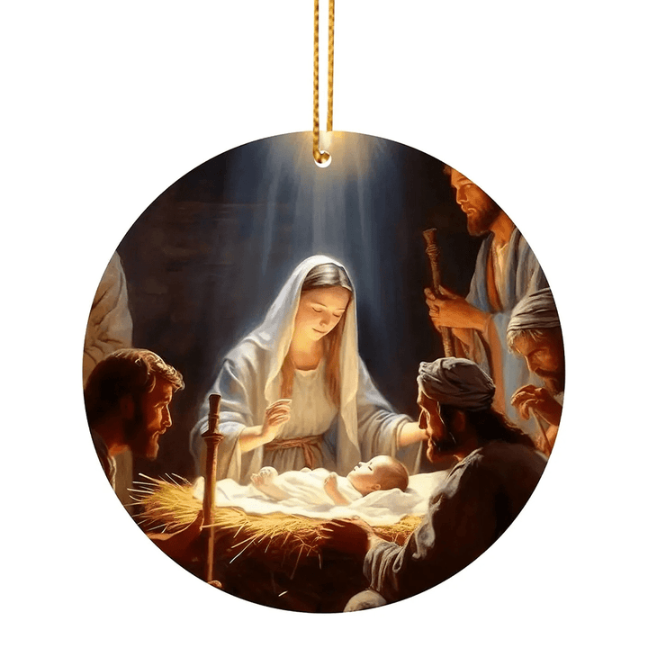 Christianartworkshop 3 Realistic Oil Painting Style Nativity Blessing Ornaments - image 12
