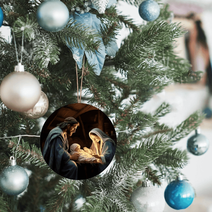 Christianartworkshop 3 Realistic Oil Painting Style Nativity Blessing Ornaments - image 14