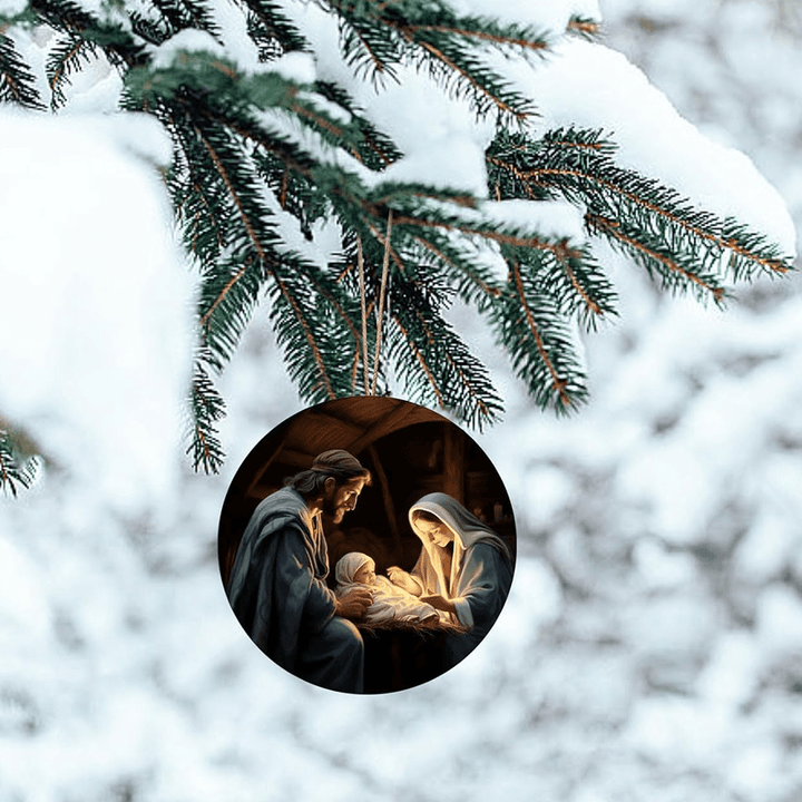 Christianartworkshop 3 Realistic Oil Painting Style Nativity Blessing Ornaments - image 17