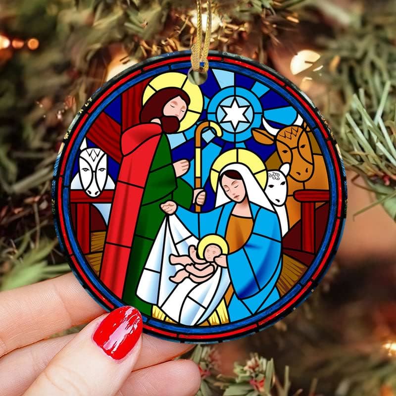 Christianartworkshop 5 Stained Glass Style Christian Scene Ornaments - Style 3 - image 3