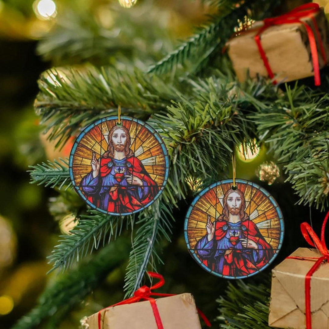 Christianartworkshop 5 Stained Glass Style Christian Scene Ornaments - image 5
