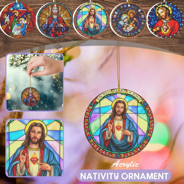 Christianartworkshop 5 Stained Glass Style Christian Scene Ornaments - Style 1 - image 0