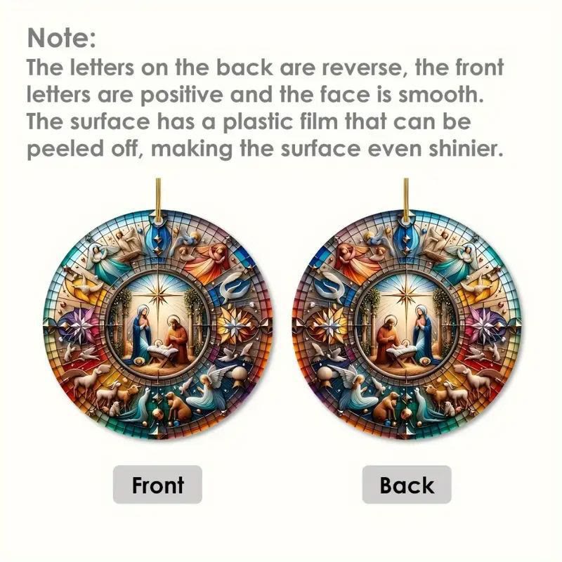 Christianartworkshop Stained Glass Styles Colorful Nativity Hanging Ornaments A - image 1