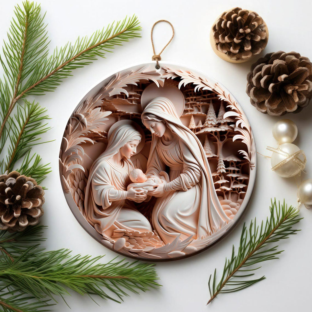 Christianartworkshop 4 Cubism Sculpture Styles Nativity Christmas Ornaments - Style 2 - Ceramics - image 2