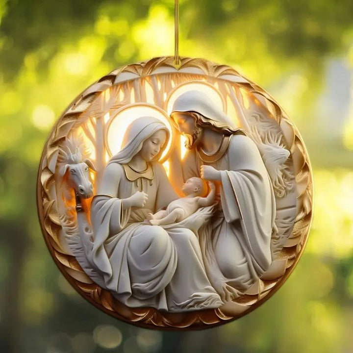Christianartworkshop 4 Cubism Sculpture Styles Holy Family Nativity Hanging Ornaments - image 4