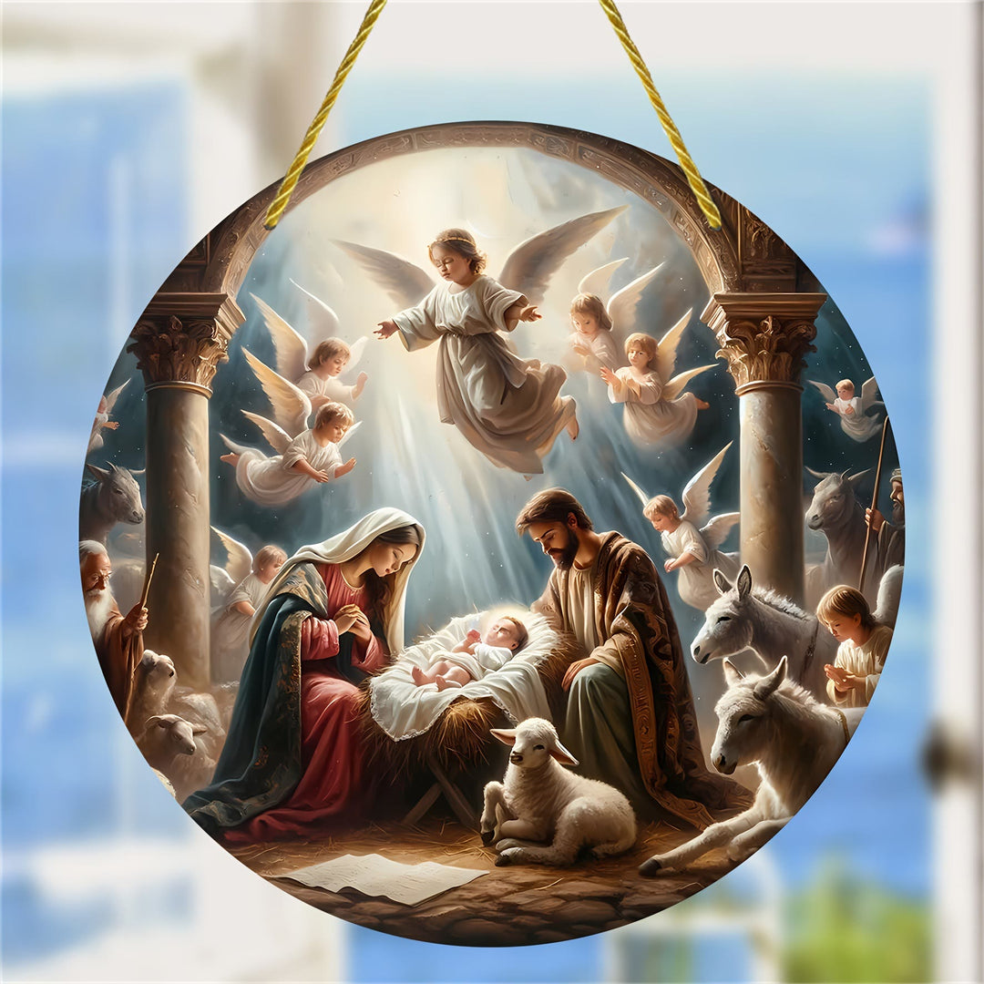 Christianartworkshop Styles Angels Nativity Scene Colorful Hanging Ornaments B - Nativity Scene - image 0