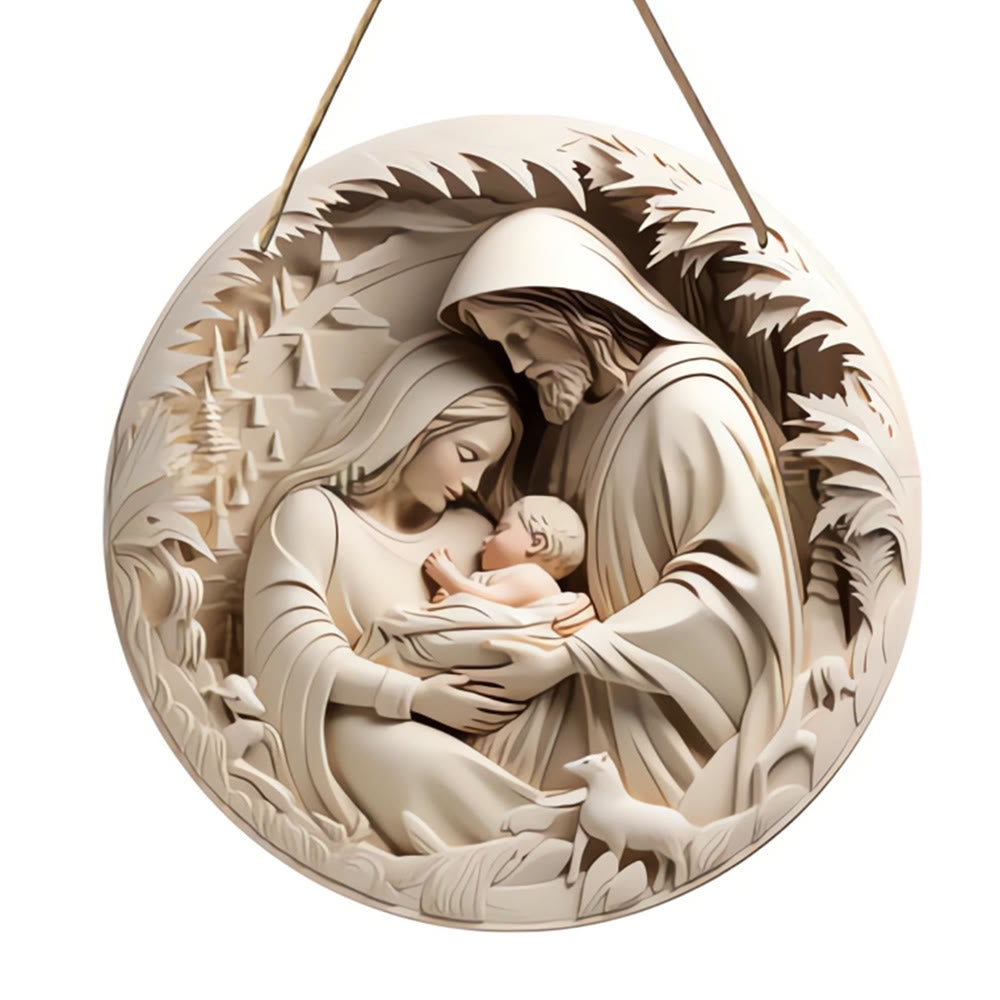 Christianartworkshop Realistic Sculpture Styles Holy Family Nativity Hanging Ornaments A - Nativity Scene - image 0