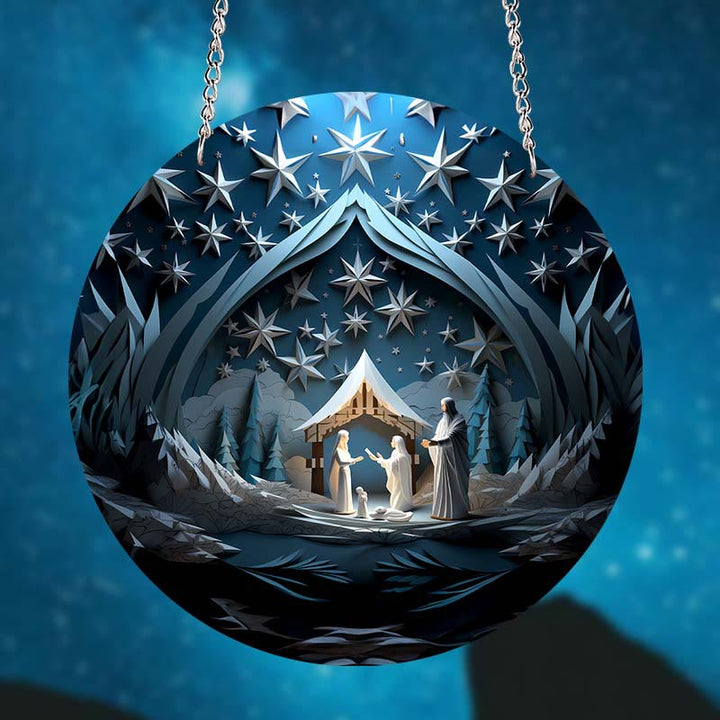 Christianartworkshop Blue Series 10 Styles Nativity Festive Decor Hanging Ornaments A - Nativity Scene - image 0