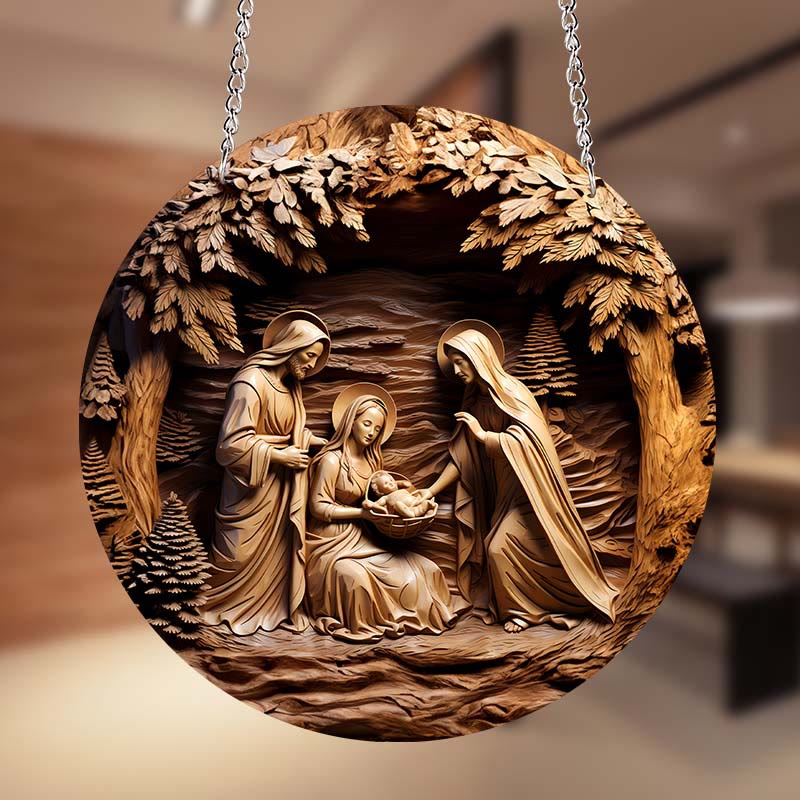 Christianartworkshop Brown Series 8 Styles Christ Nativity Festive Decor Hanging Ornaments A - Style 1 - image 0