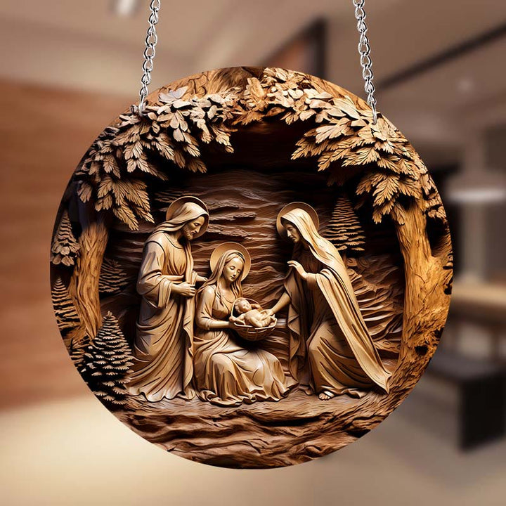 Christianartworkshop Brown Series 8 Styles Christ Nativity Festive Decor Hanging Ornaments A - Style 1 - image 0