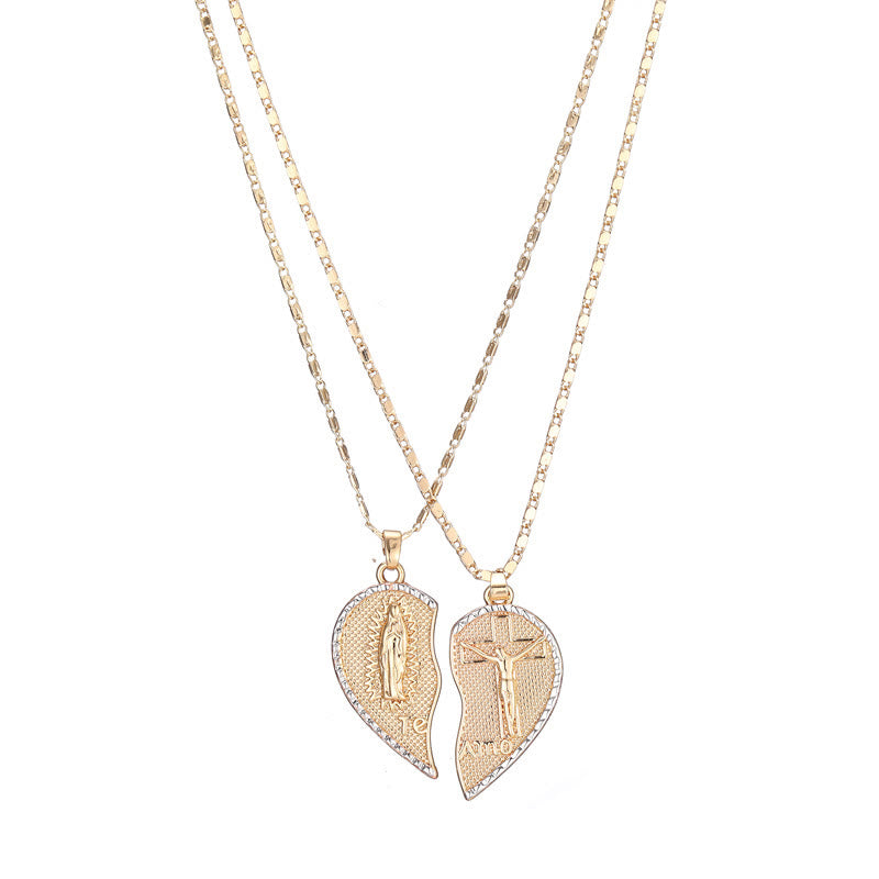 Christianartworkshopthe Our Lady of Guadalupe & Crucifix 2-in-1 Heart Stacking Necklace - image 4