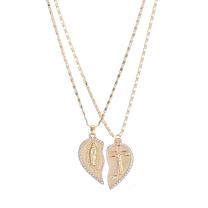 Christianartworkshopthe Our Lady of Guadalupe & Crucifix 2-in-1 Heart Stacking Necklace - image 4