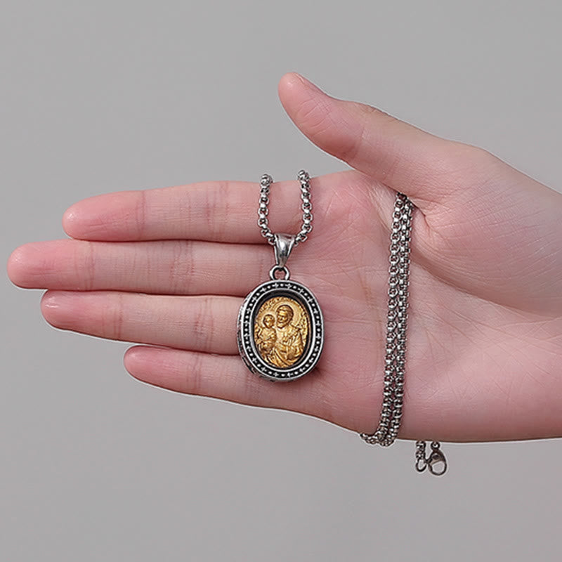 Christianartworkshopthe Golden Christ Saint Medal Pendant Titanium Necklace - image 4