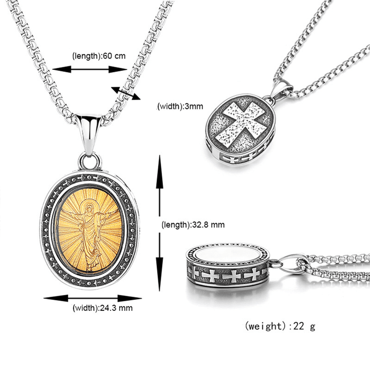 Christianartworkshopthe Golden Christ Saint Medal Pendant Titanium Necklace - image 13