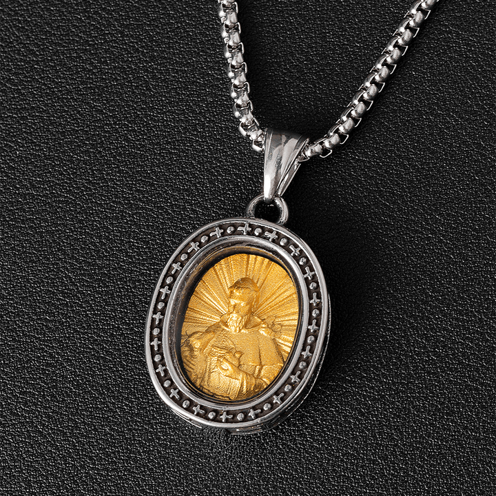 Christianartworkshopthe Golden Christ Saint Medal Pendant Titanium Necklace - St. Francis - image 12