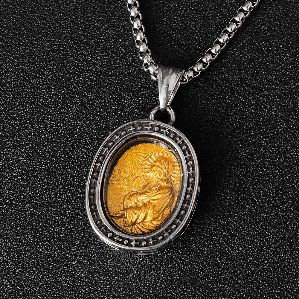Christianartworkshopthe Golden Christ Saint Medal Pendant Titanium Necklace - Resurrection - image 11