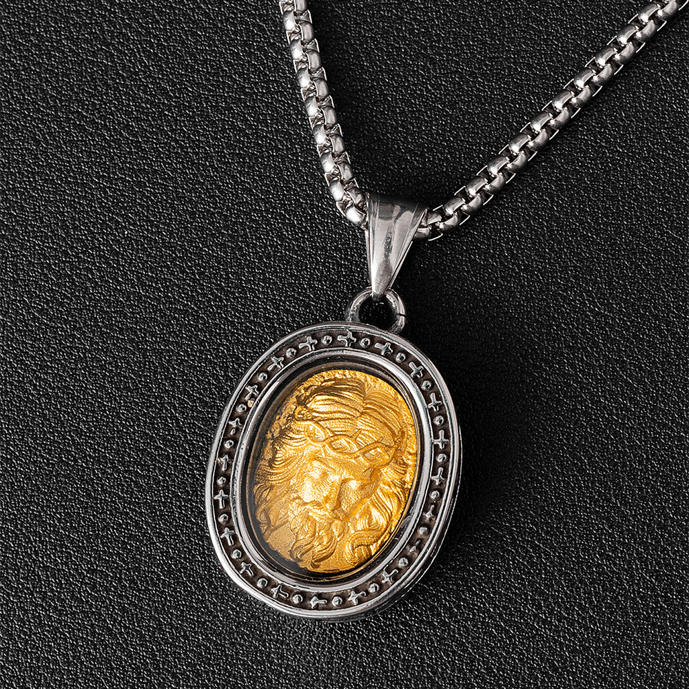Christianartworkshopthe Golden Christ Saint Medal Pendant Titanium Necklace - Crown of Thorns - image 8