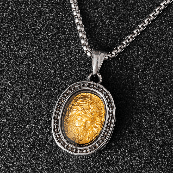 Christianartworkshopthe Golden Christ Saint Medal Pendant Titanium Necklace - Crown of Thorns - image 8