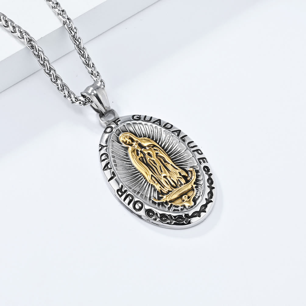 Christianartworkshopthe 3 Colors Our Lady of Guadalupe Stainless Steel Necklace - Silver-gold - image 1