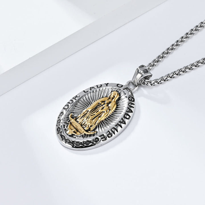 Christianartworkshopthe 3 Colors Our Lady of Guadalupe Stainless Steel Necklace - image 3
