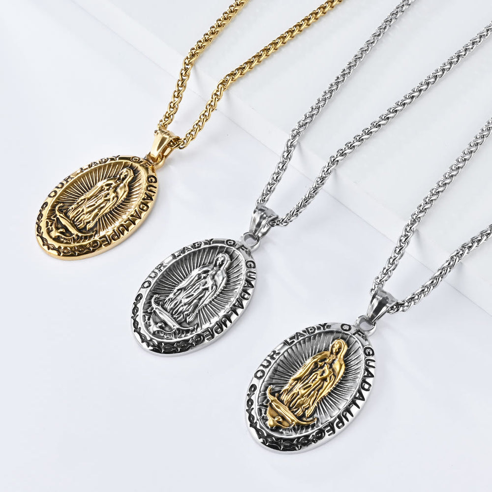 Christianartworkshopthe 3 Colors Our Lady of Guadalupe Stainless Steel Necklace - image 2
