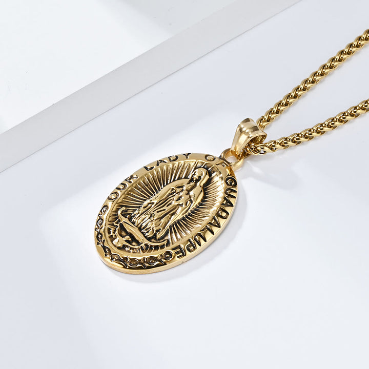 Christianartworkshopthe 3 Colors Our Lady of Guadalupe Stainless Steel Necklace - Golden - image 4