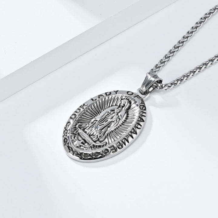 Christianartworkshopthe 3 Colors Our Lady of Guadalupe Stainless Steel Necklace - Silver - image 5
