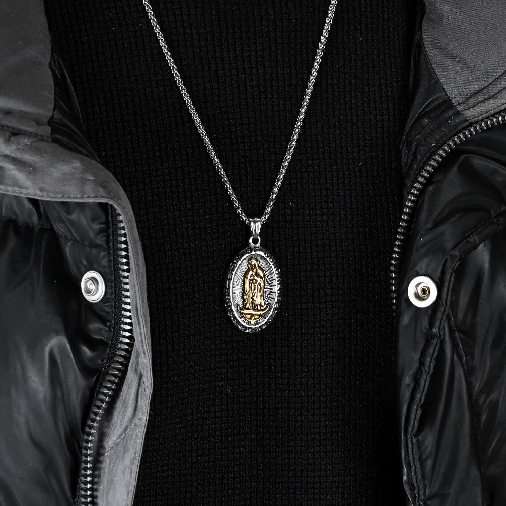 Christianartworkshopthe 3 Colors Our Lady of Guadalupe Stainless Steel Necklace - image 2