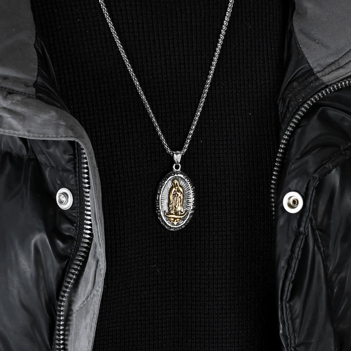Christianartworkshopthe 3 Colors Our Lady of Guadalupe Stainless Steel Necklace - image 2
