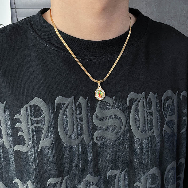 Christianartworkshopthe Our Lady of Guadalupe Snake Bone Chain Colorful Necklace - image 3