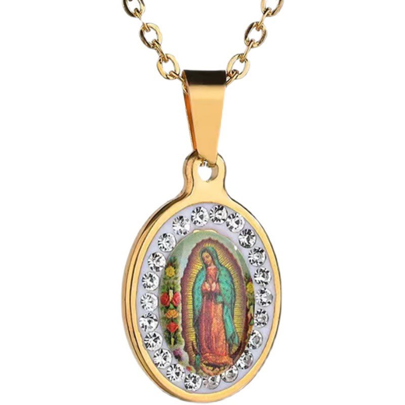 Christianartworkshopthe Our Lady of Guadalupe Snake Bone Chain Colorful Necklace - image 5