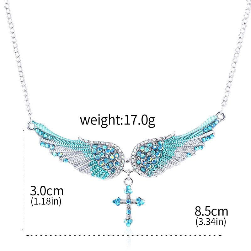 Christianartworkshop 3 Color Angel Wings Cross Shiny Stone Necklace - image 7