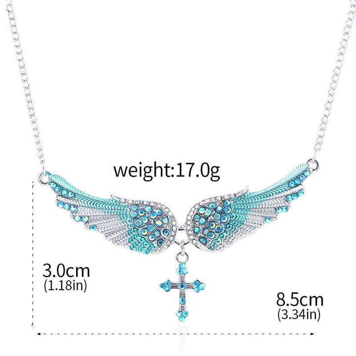 Christianartworkshop 3 Color Angel Wings Cross Shiny Stone Necklace - image 7