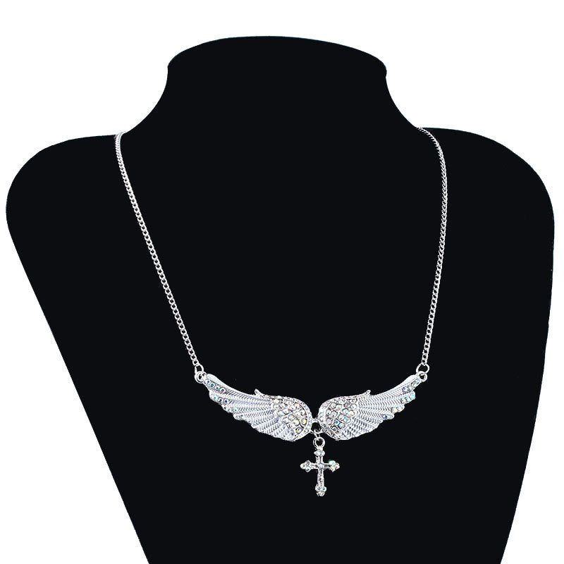Christianartworkshop 3 Color Angel Wings Cross Shiny Stone Necklace - image 6