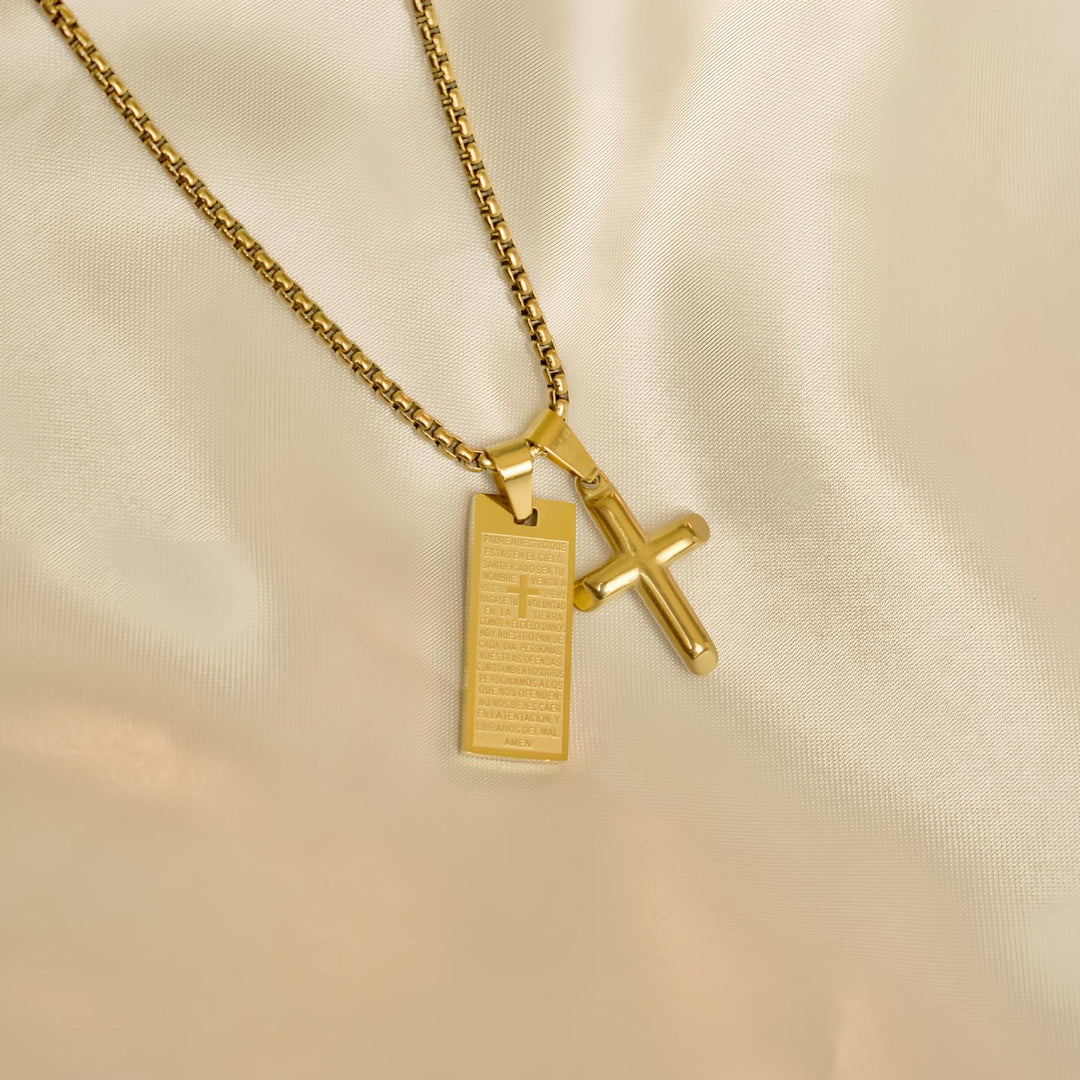 Christianartworkshop Classic Style Bible Prayer Scripture Madal Cross Golden Necklace - image 3
