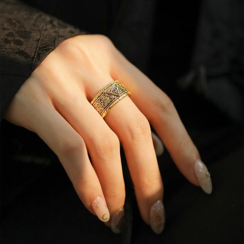 Christianartworkshop Retro Heavy Style Eye of God Pattern Golden Ring - image 7