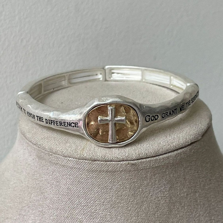 Christianartworkshop God's Gift Vintage Prayer Engraved Cross Bracelet - Silver - image 1