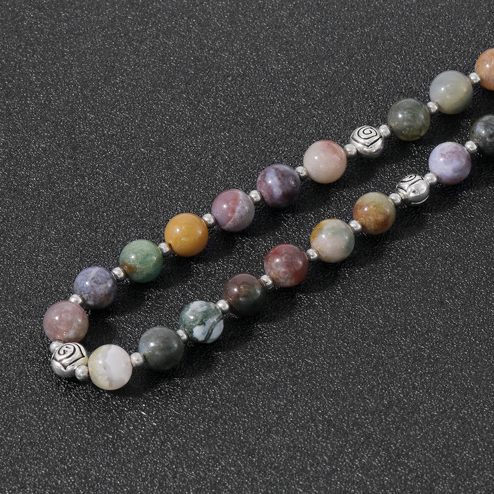 Christianartworkshop Miraculous Medal & Crucifix of 8 mm Round Multicolor Stone Nylon Cord Rosary - image 2