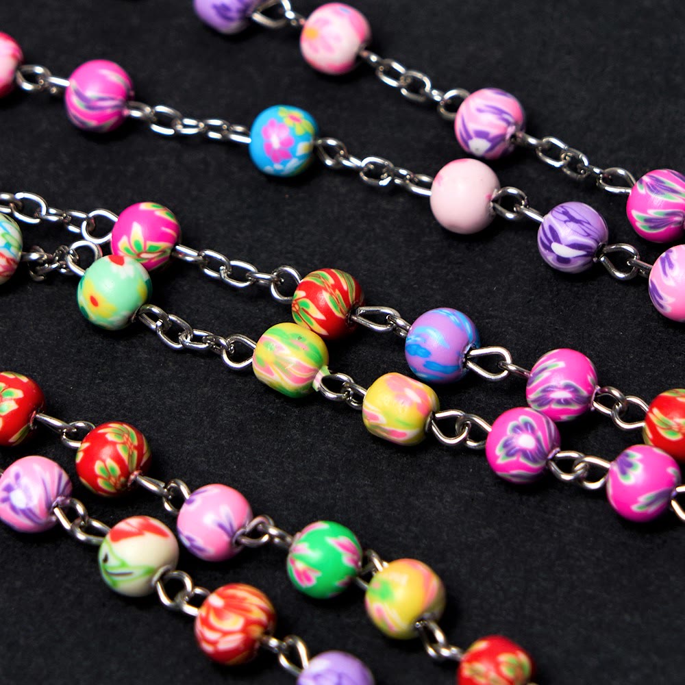 Christianartworkshop Our Lady of Guadalupe & Crucifix of 6 mm Round Multicolor Polymer Clay Alloy Chain Rosary - image 7