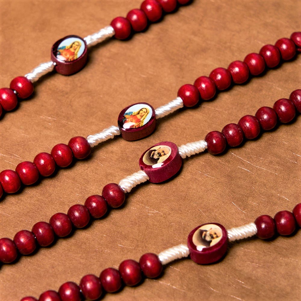 Christian Art Wine Red Wooden Beads Cross Virgin Mary Hand Held Rosary - image 5