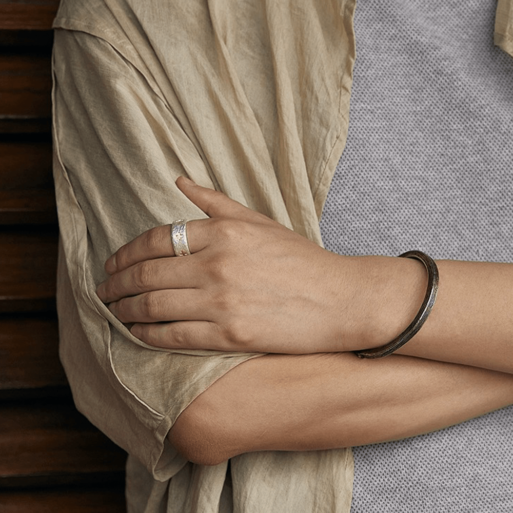 Christianartworkshop Minimalist Style Cross Adjustable Sterling Silver Ring - image 2