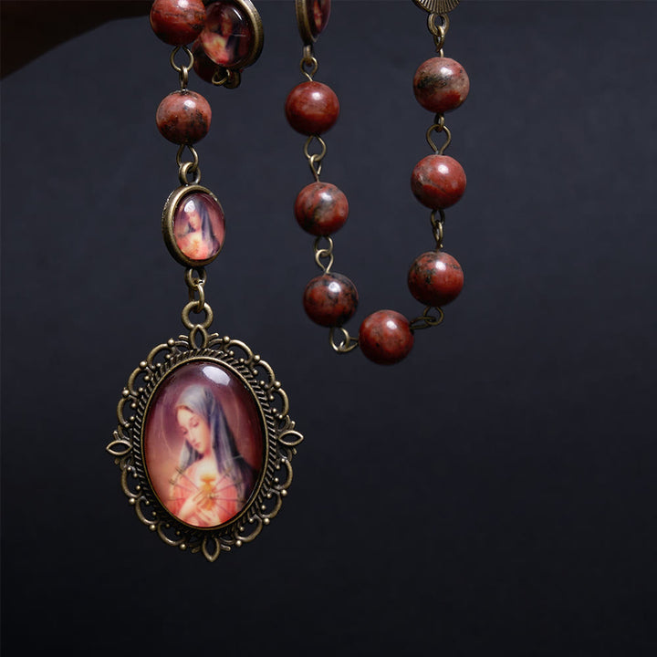 Christianartworkshop Our Lady Seven Sorrows Natural Sesame Stone Rosary - image 5
